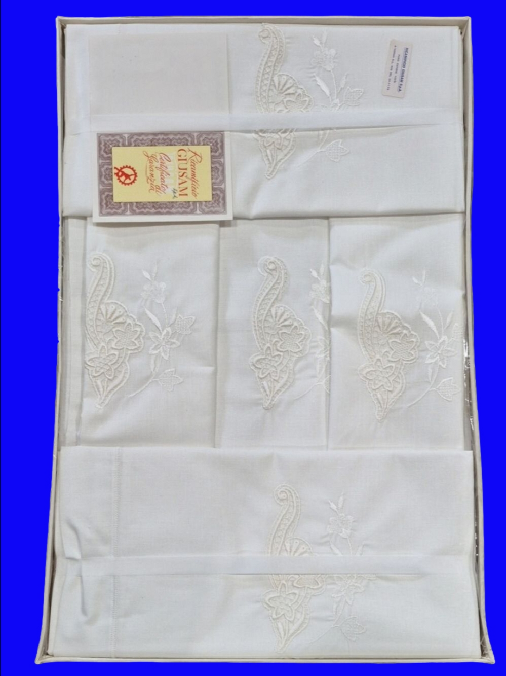 Vintage Italian Ricamificio GIUSAM "Cinzia" 100% Pure Cotton Embroidered Bedding